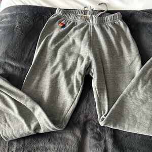 Aviator Nation Gray Sweatpants with Rainbow Logo